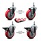 Service Caster 4 Inch Red Polyurethane 12 Inch Threaded Stem Caster Set 2 Brakes SCC SCC-TS20S414-PPUB-RED-121315-2-PLB-2 - alternate 3